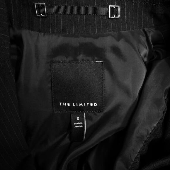 The Limited Blazer Women's 2 Black White Pinstriped Career Work Office Jacket - Picture 6 of 9